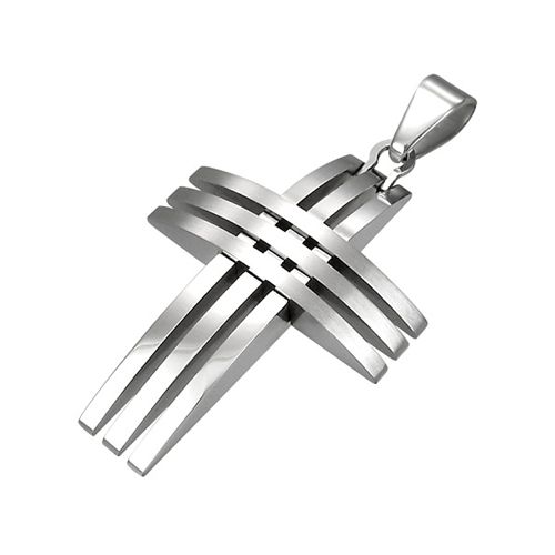 Stainless Steel Industrial Openwork Cross Pendant
